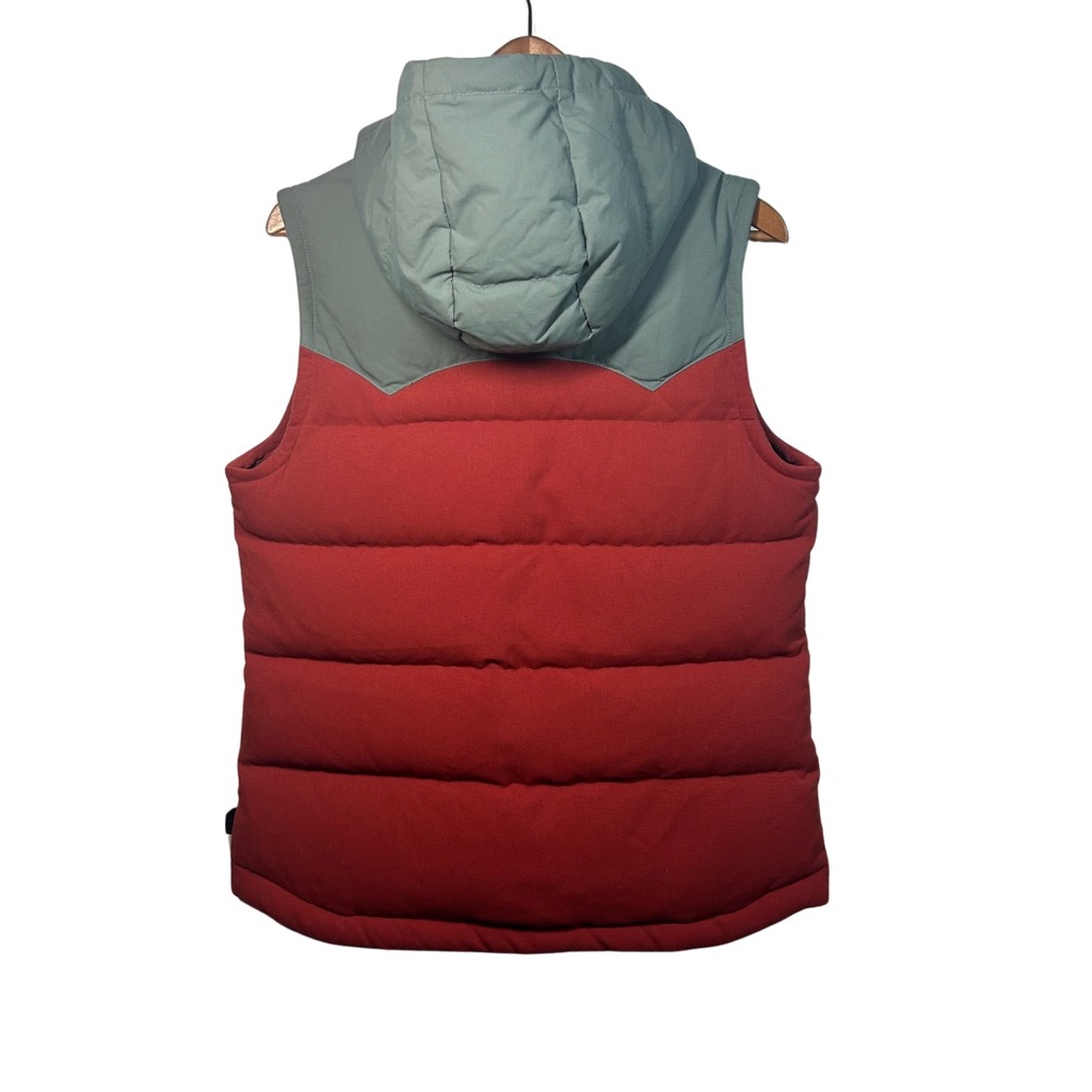 NWT Patagonia Bivy Down Hooded Vest Drumfire Red Women’s SZ M Mushroom Lining - Picture 4 of 11